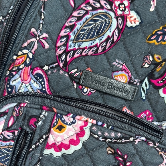Retired Vera Bradley Limited Edition Breast Cancer Gray and Pink Floral Backpack - Picture 3 of 6